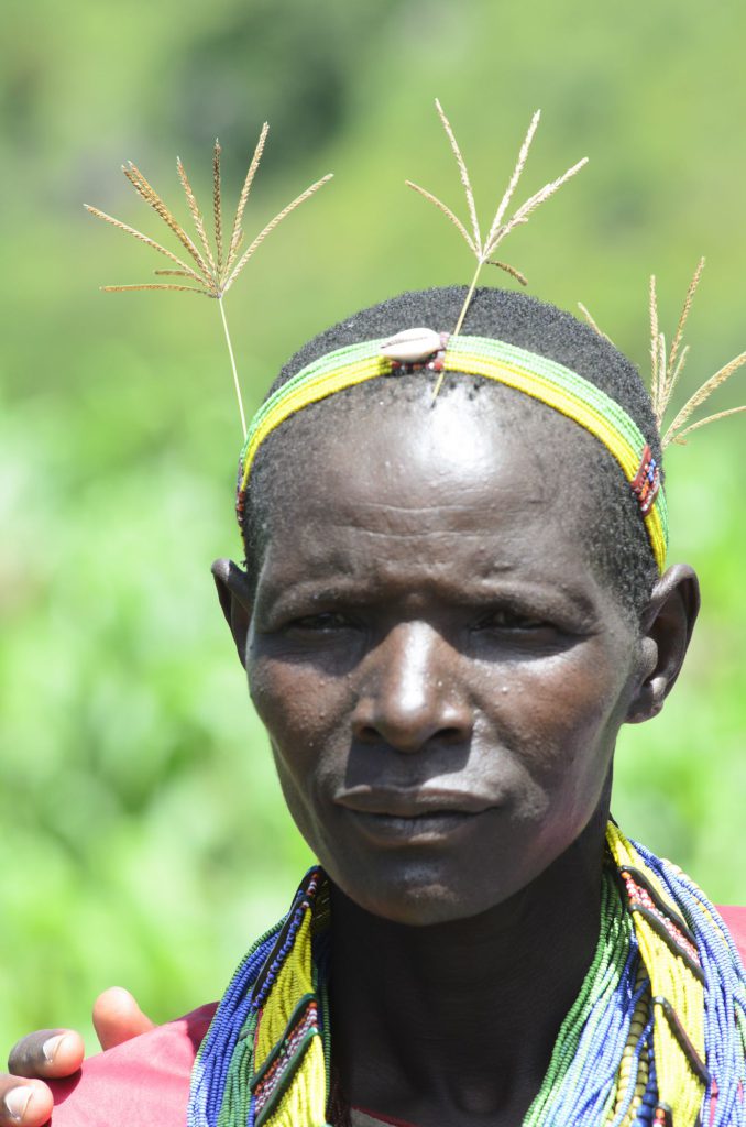 woman in karamojong with the beautiful beads during a celebration