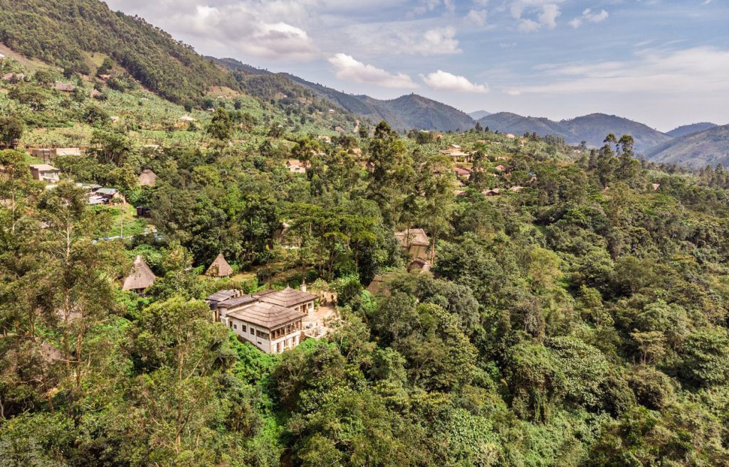 an aerial view of Bwindi Safari Lodge showing a vast area in the vicinity of the lodge