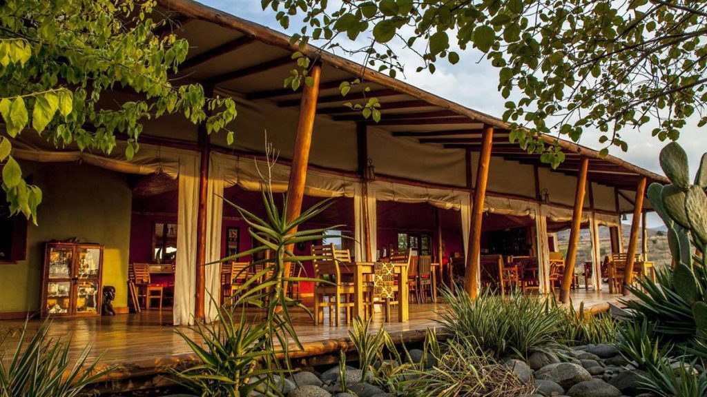 view of Marafiki Safari Lodge restaurant during a Uganda safari tour in Elizabeth national park