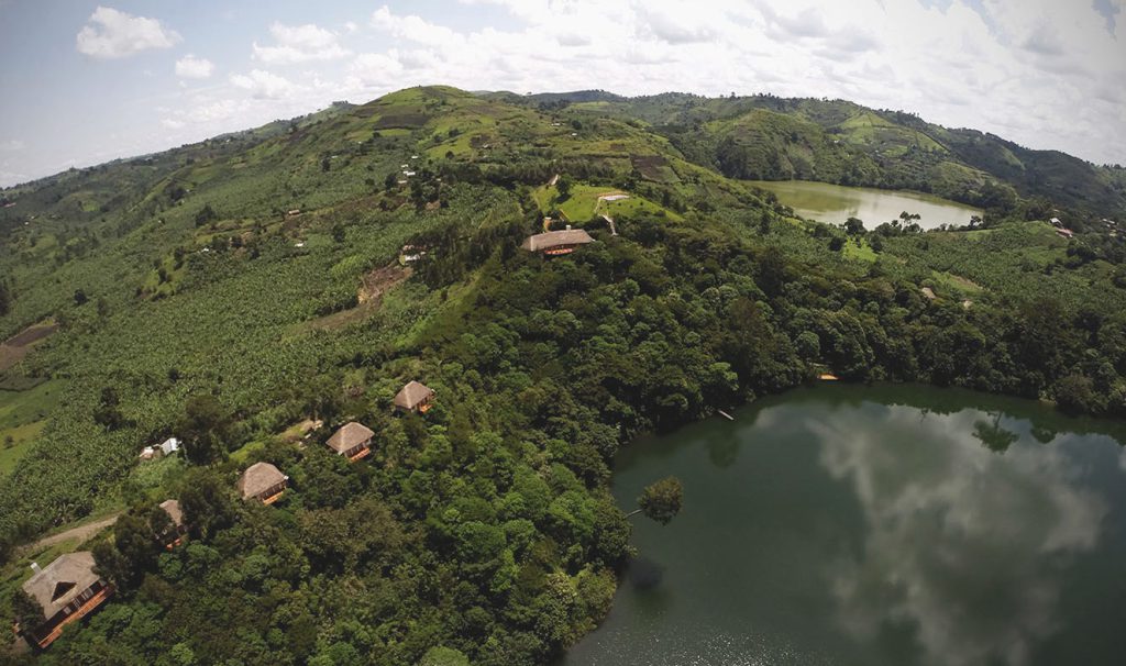 AN AERIAL VIEW OF PAPAYA LODGE IN KIBALE NATIONAL PARK 