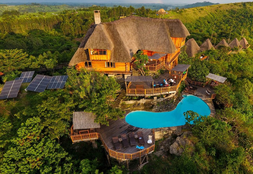 KYANINGA LODGE AERIAL VIEW AS SEEN FROM THE SIDE OF THE POOL